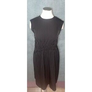 Prologue Womens Dress XXL Black White Pinstripe Sleeveless Midi Office Capsule